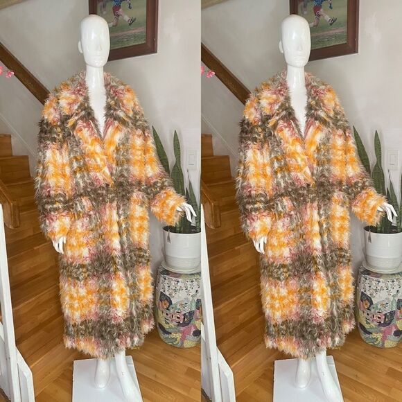 FREE PEOPLE Cardi Plaid Faux Fur Coat - Picture 4 of 8